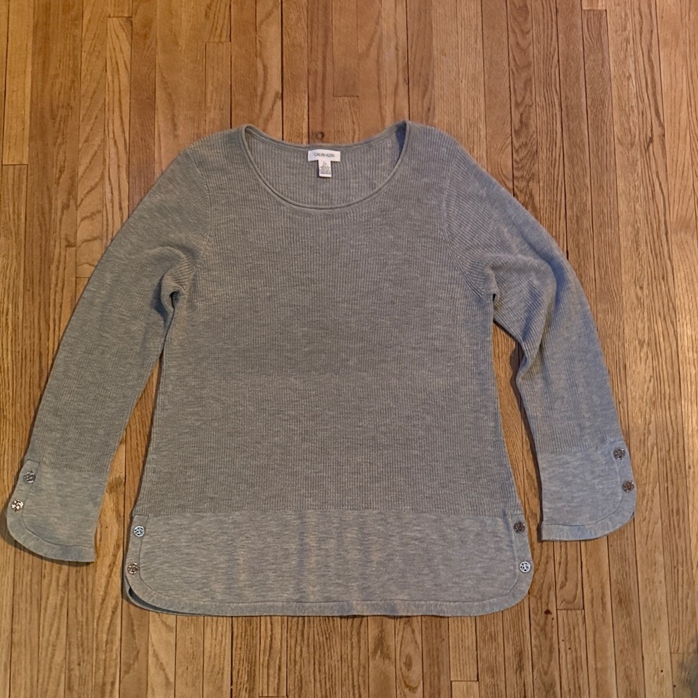 Calvin Klein Ribbed Knit Top in Gray